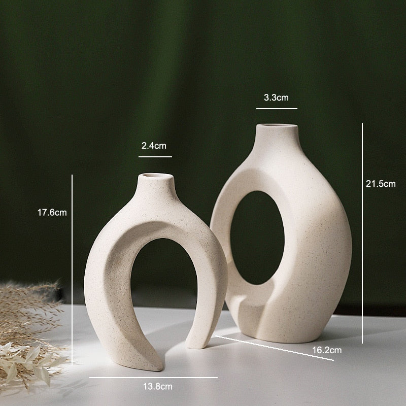 Nordic Ceramic Interlock Vase Bridal Shower Wedding Boyfriend Gift Girlfriend Pampas Grass Living Room Home Decoration Desk Deco